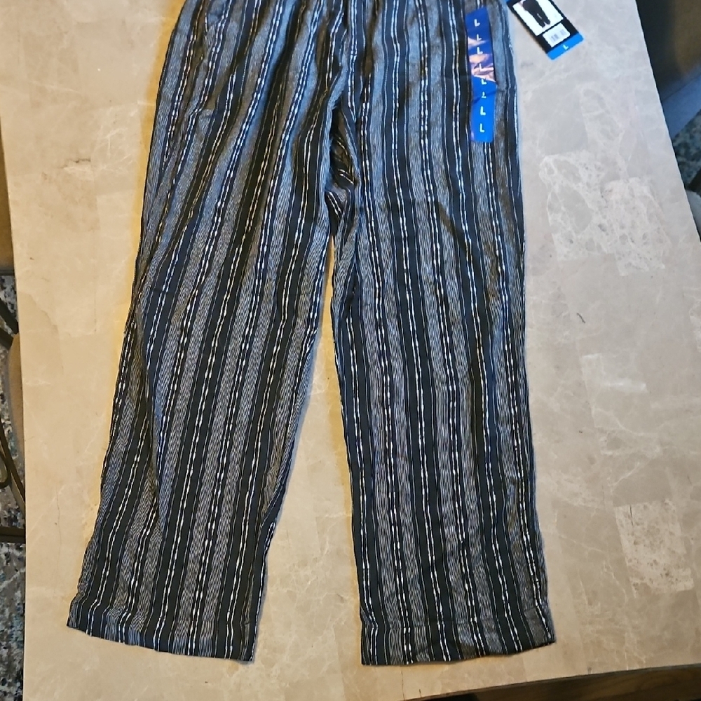 Briggs Black and Gray Striped Casual Pants with Relaxed Fit Size Large